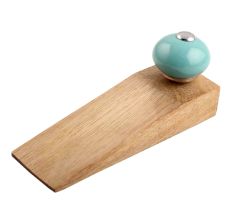 Sea Green Round Ceramic Wooden Door Stopper